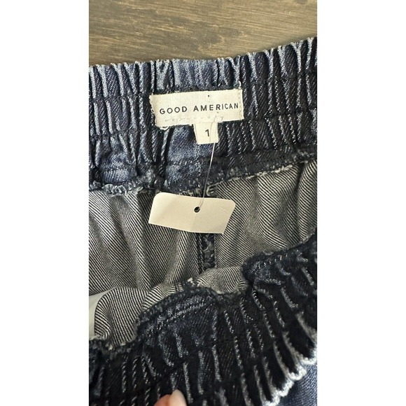 NEW Good American Pants Denim Weightless Wide Leg Pull On Elastic Waist Size 1 - Picture 5 of 5